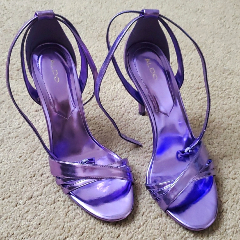 Aldo Strappy Shiny Purple Shoes